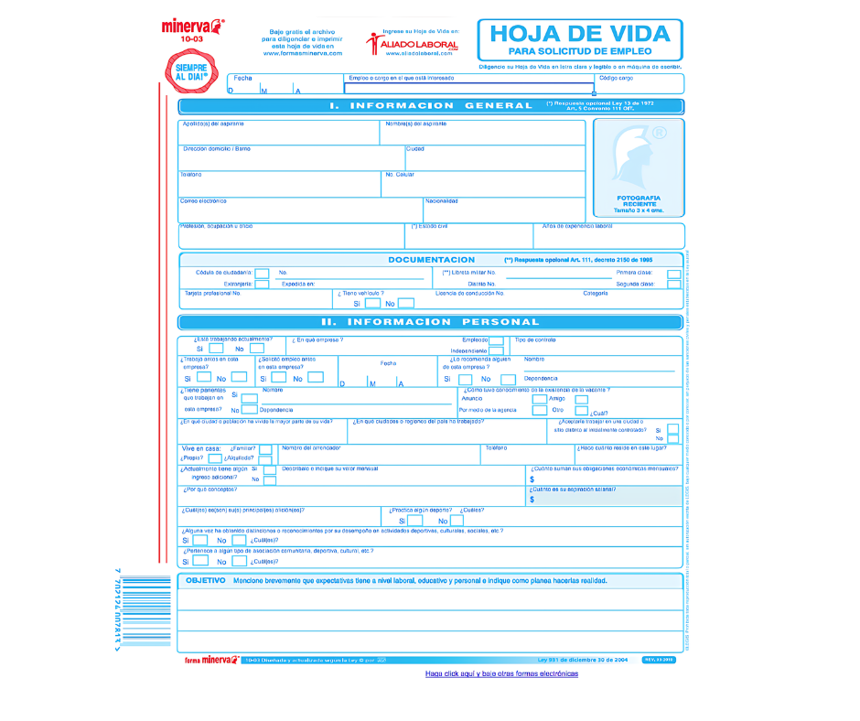 Hoja De Vida Doble