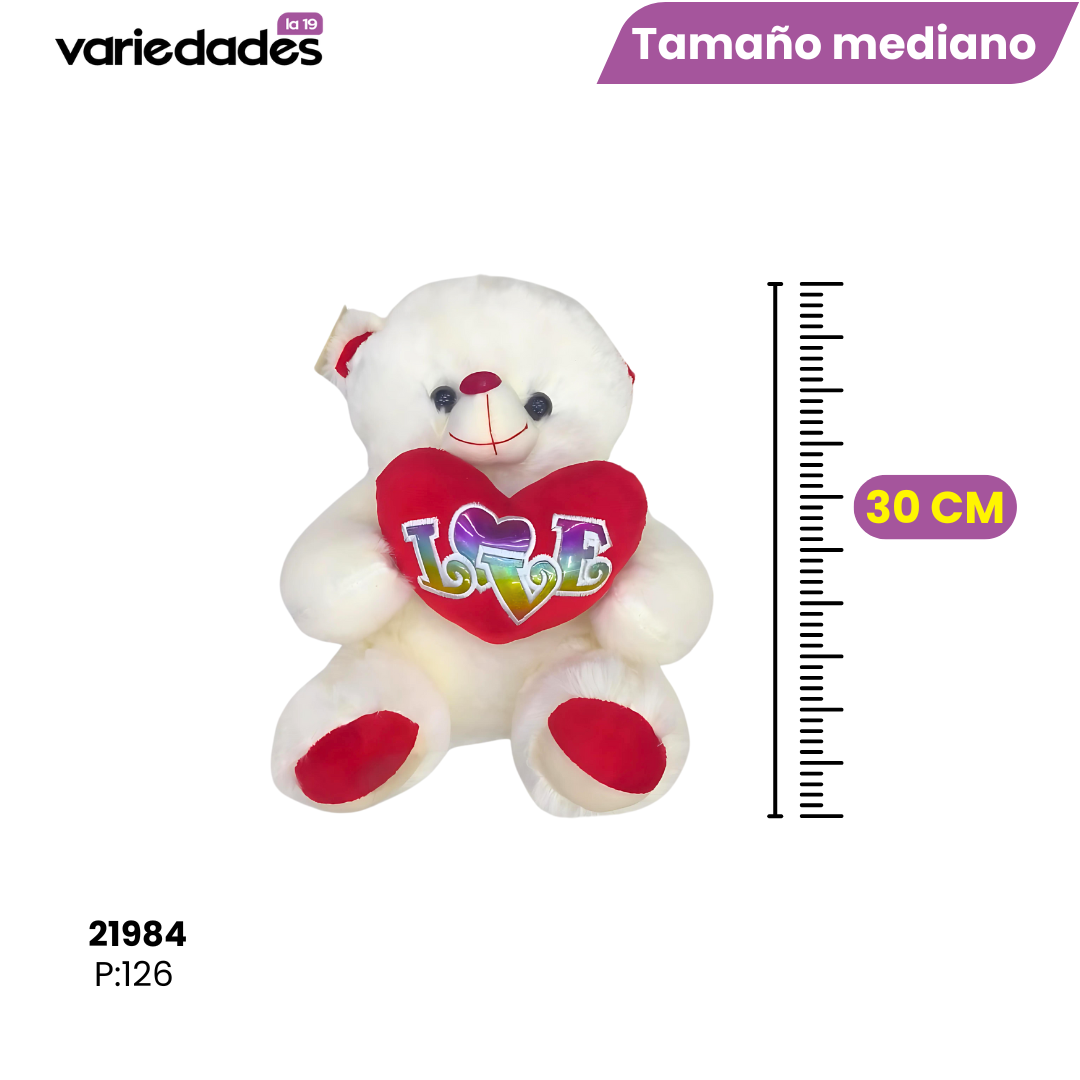 Peluche oso blanco corazón