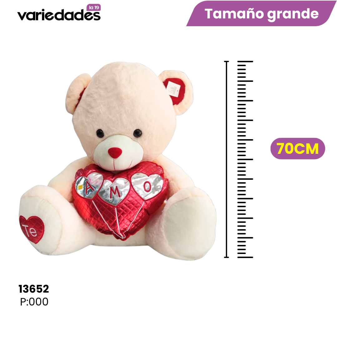 Peluche oso con corazón rojo grande