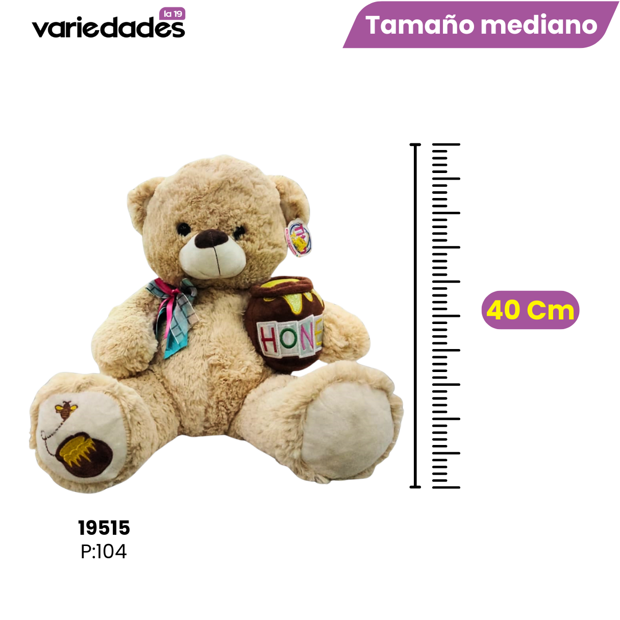 Peluche oso con tarrito de miel