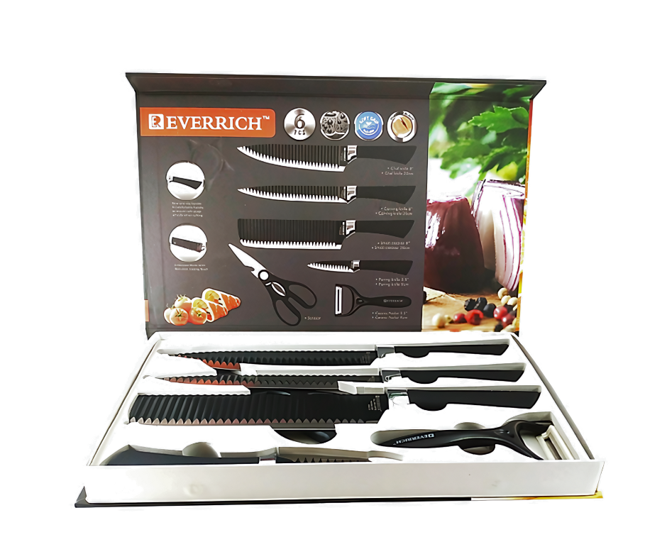 Set De Cuchillos Negros x 6