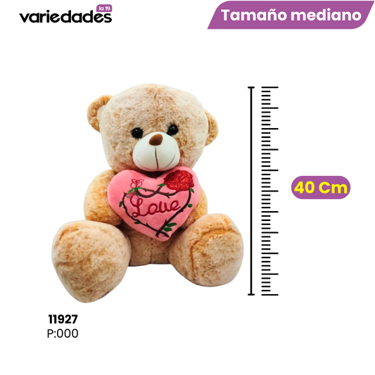 Peluche oso corazón rosado