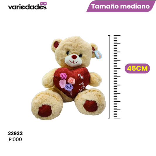 Peluche Corazón  con rosas