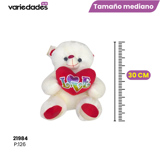 Peluche oso blanco corazón