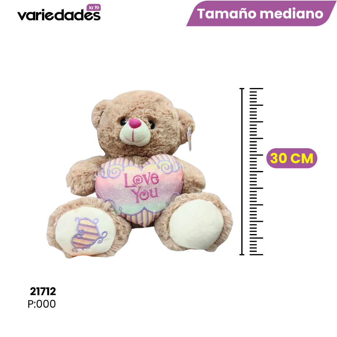 Peluche oso corazón pastel