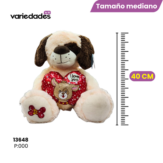 Peluche perro con corazon